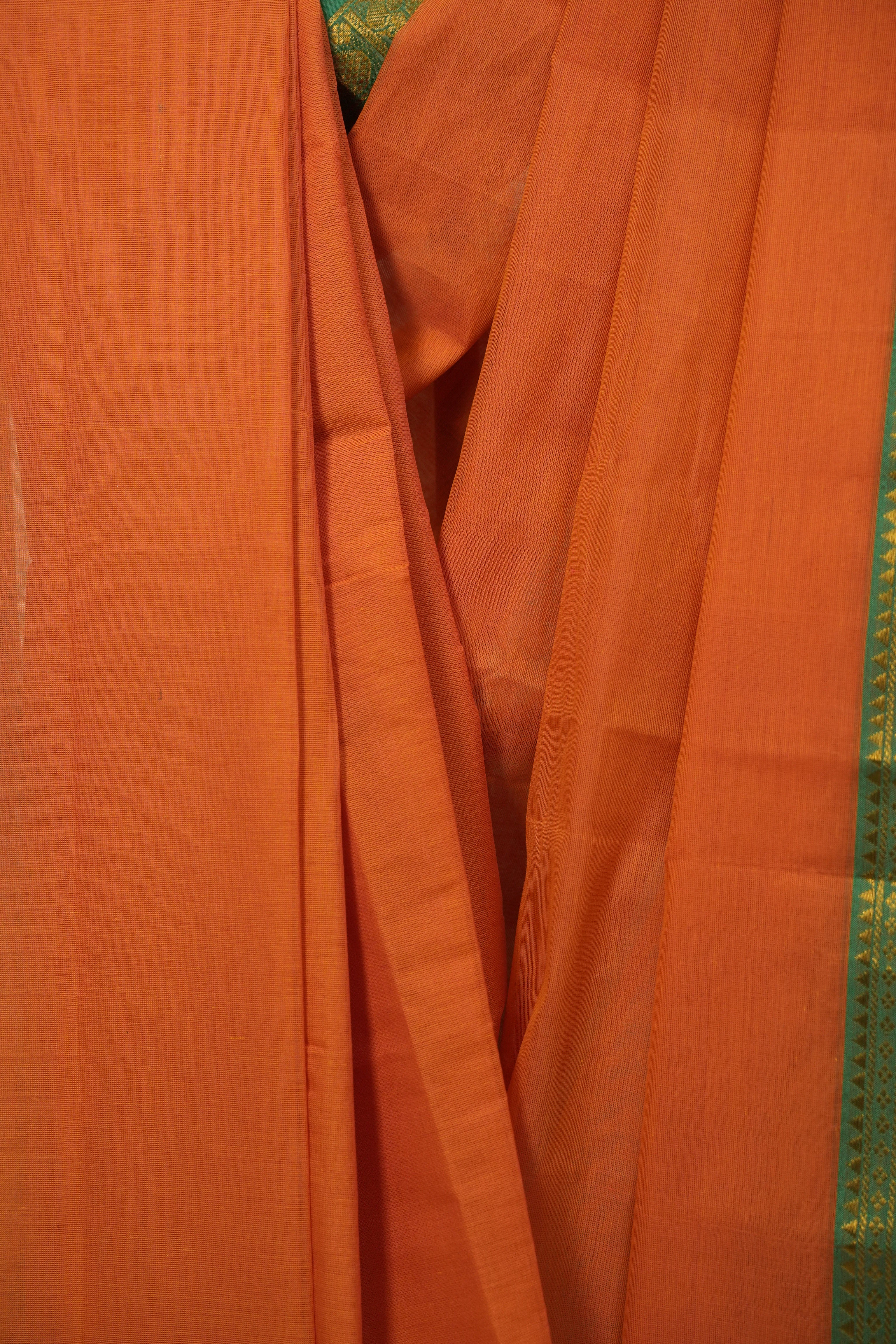 Orange Narayan Peth Cotton Saree - SRONPCS78
