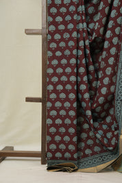 Maroon Green HBP Mangalgiri Cotton Saree - SRMGHMCS003