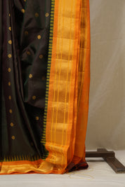 Two Tone Dark Brown Gadwal Silk Saree - SRTTDBGSS623