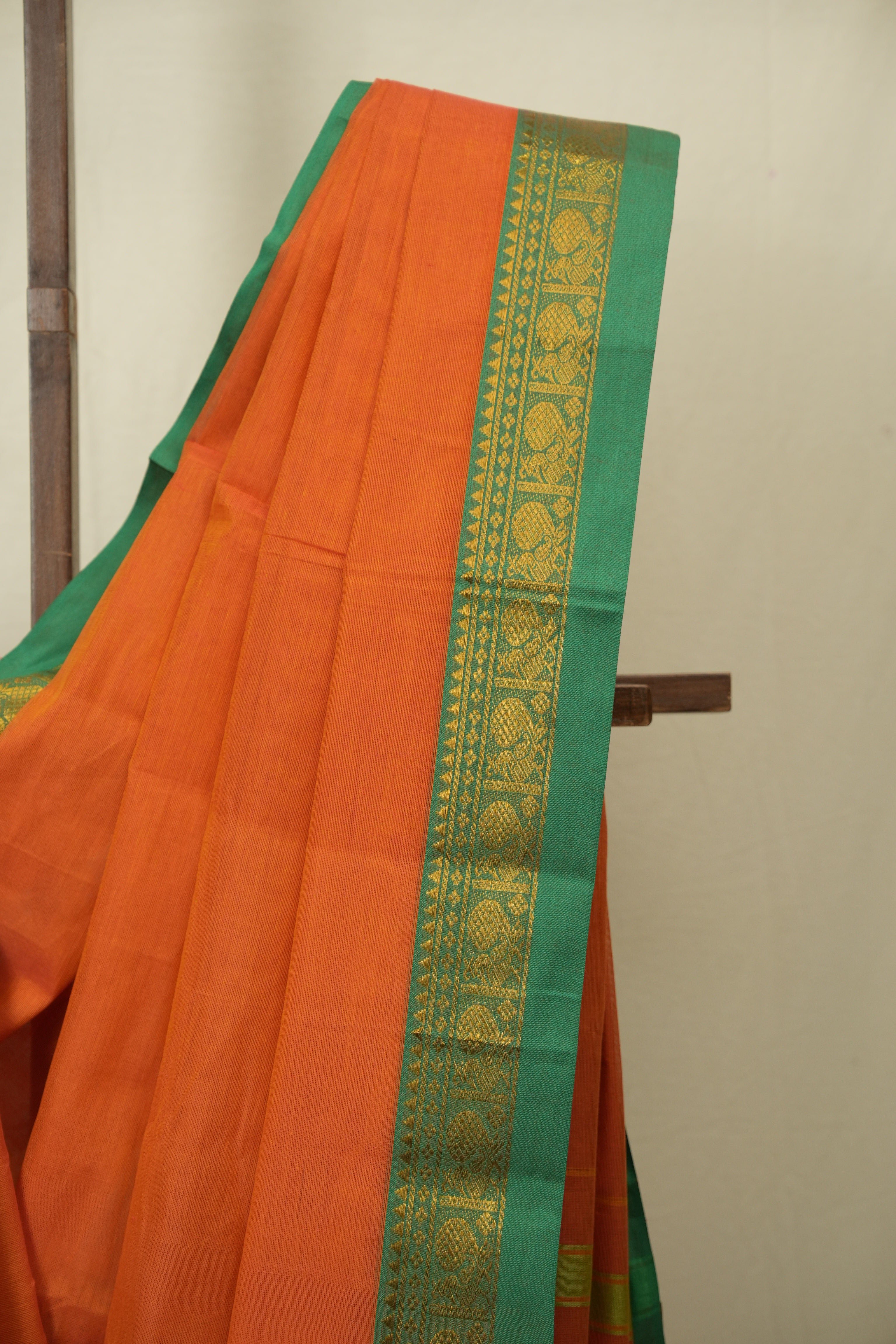 Orange Narayan Peth Cotton Saree - SRONPCS78