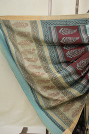 Maroon Green HBP Mangalgiri Cotton Saree - SRMGHMCS003