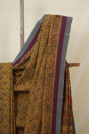 Mustard  HBP Mangalgiri Cotton Saree - SRMHMCS031