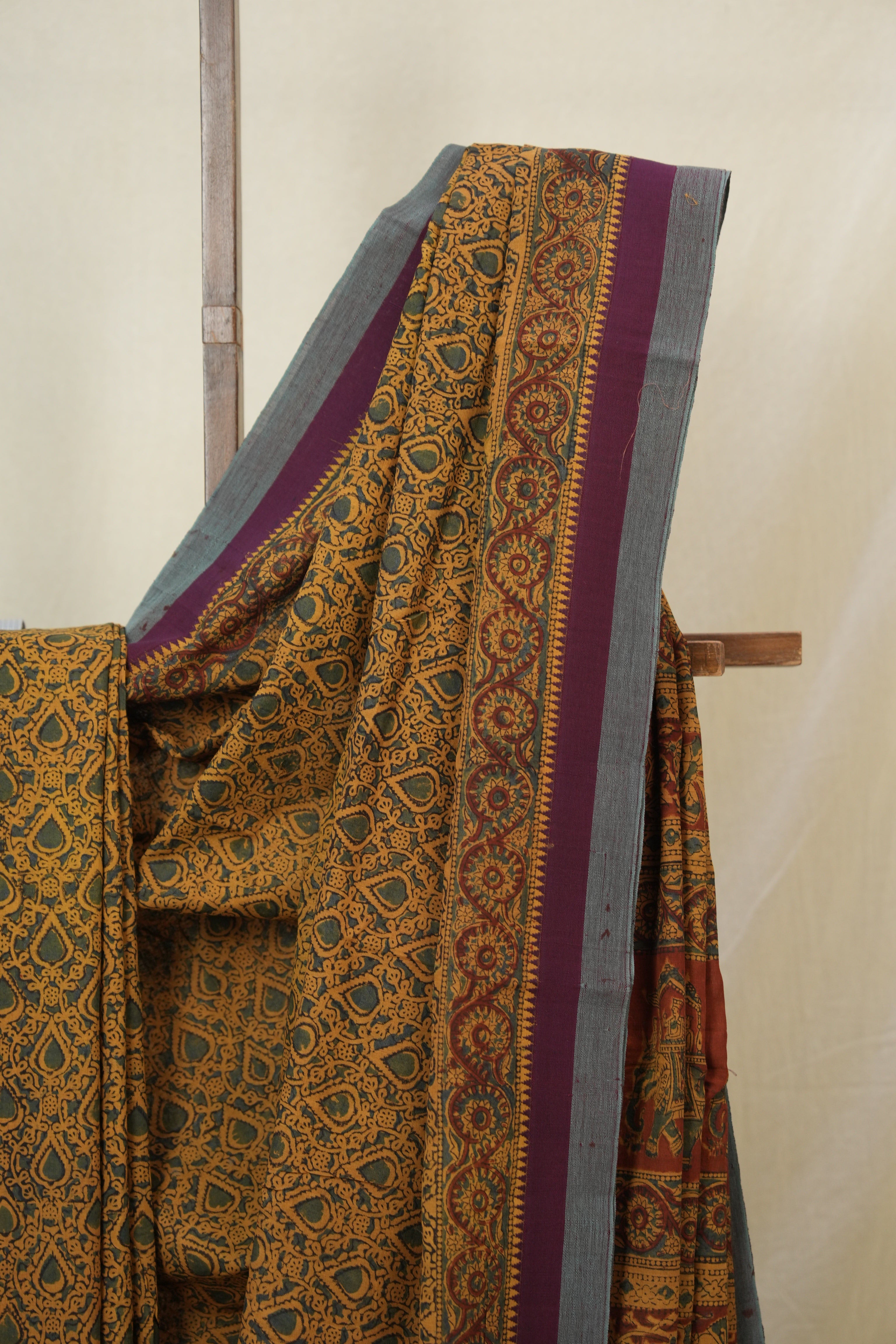 Mustard  HBP Mangalgiri Cotton Saree - SRMHMCS031