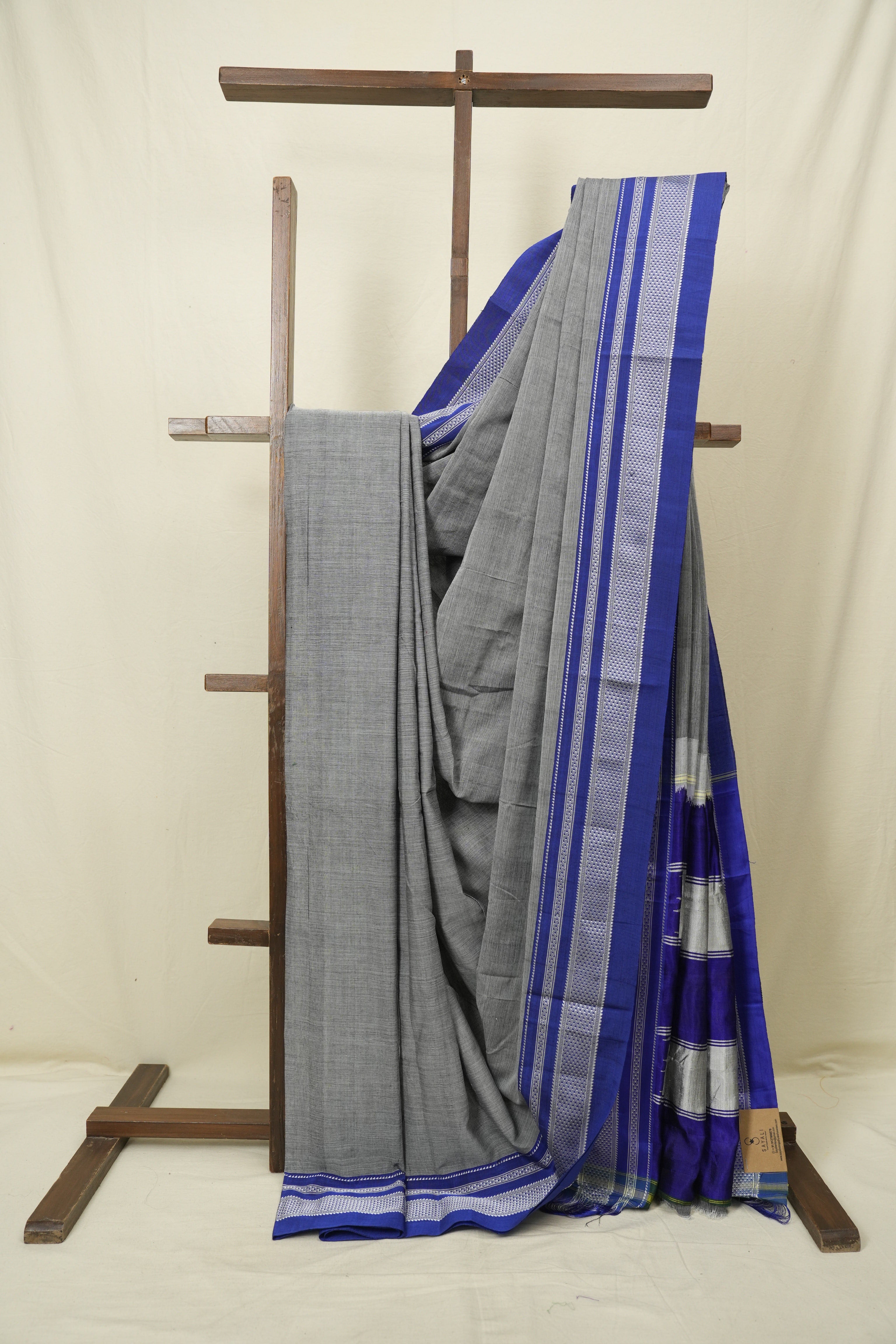 Grey Cotton Ilkal Saree - SRGCIS1027