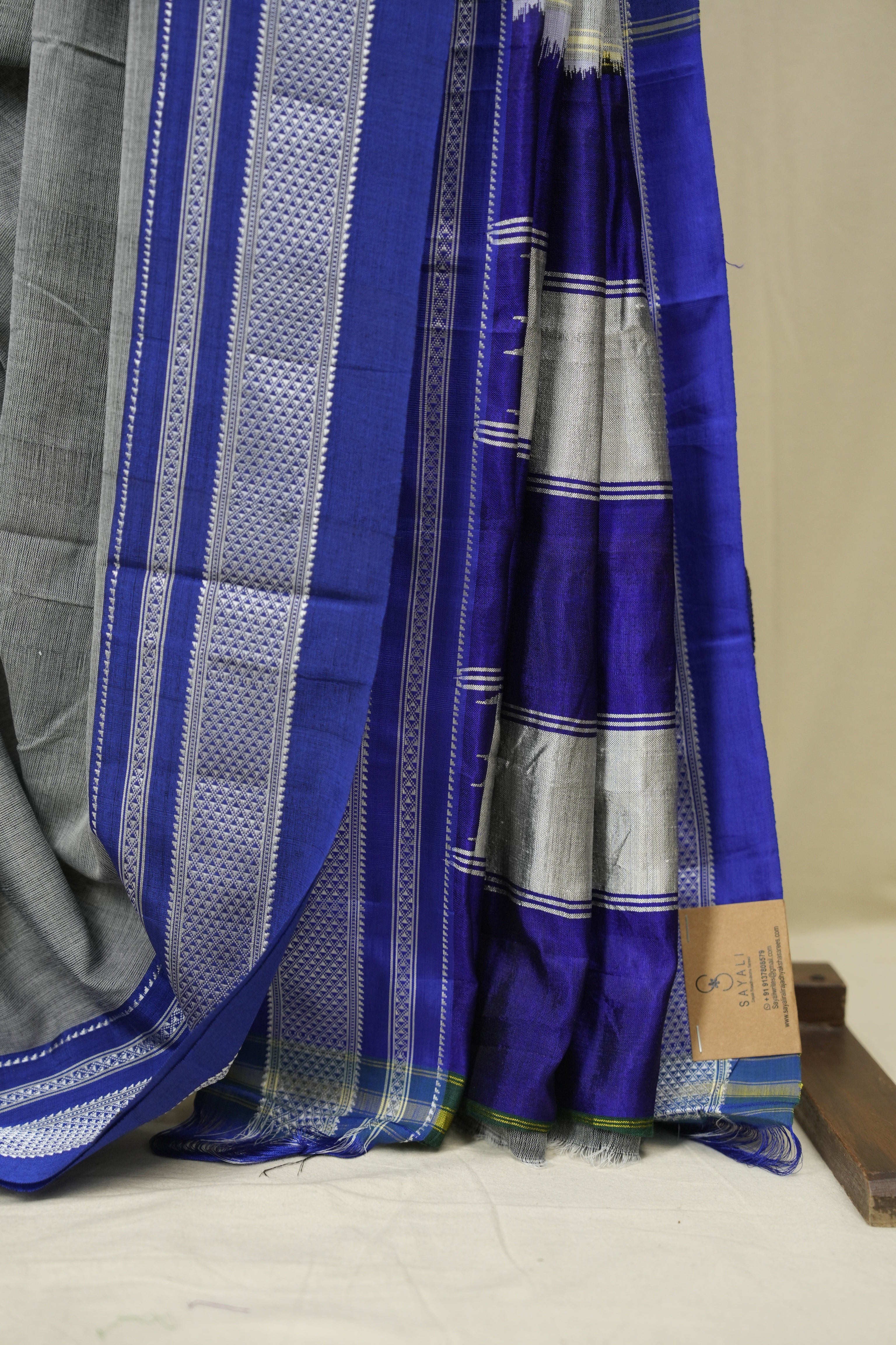 Grey Cotton Ilkal Saree - SRGCIS1027