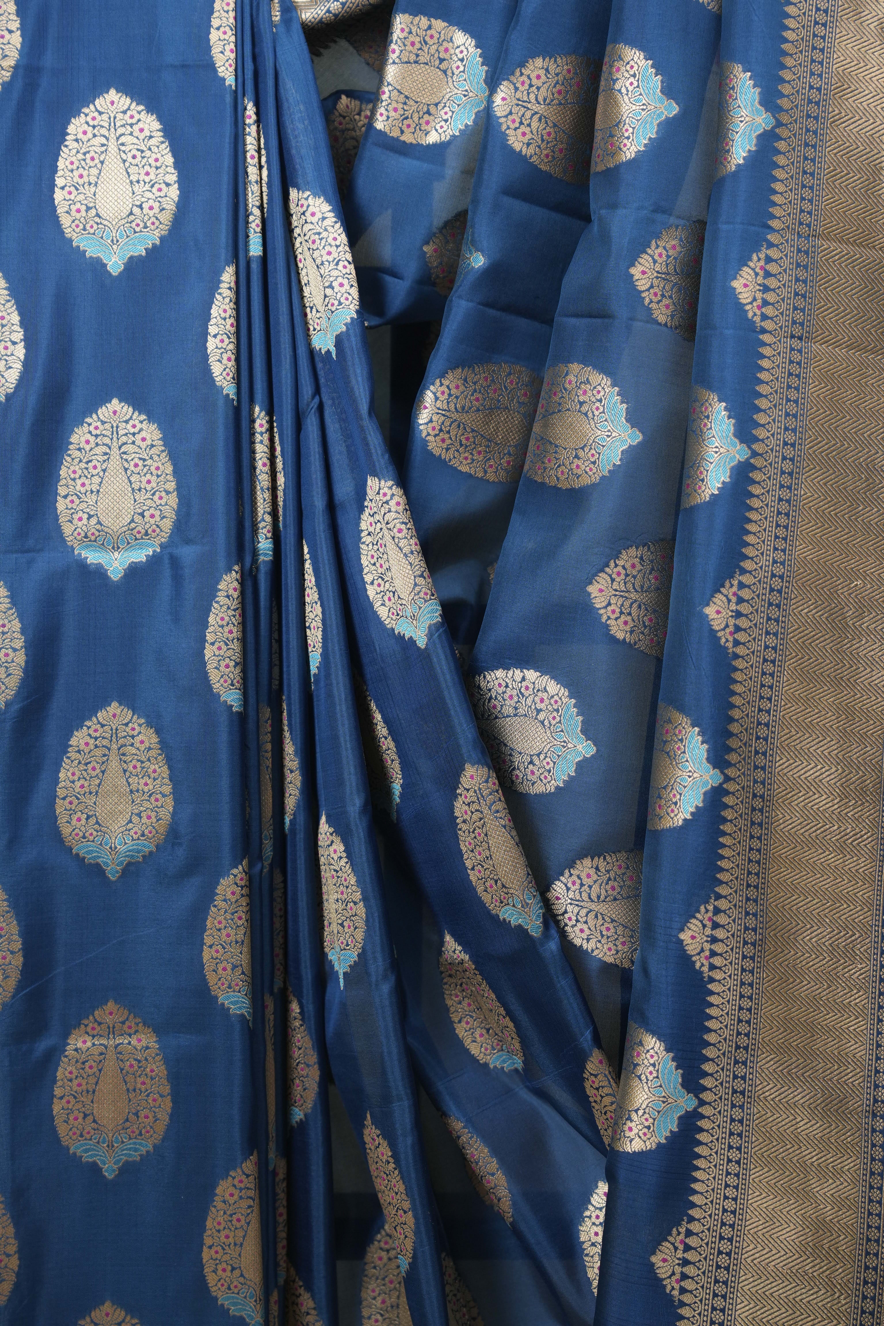 Peacock Blue Banarasi Silk Saree - SRPBBSS1006