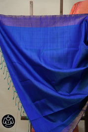 Blue Peach Raw Silk Ikat Saree - SRBPRSIS864
