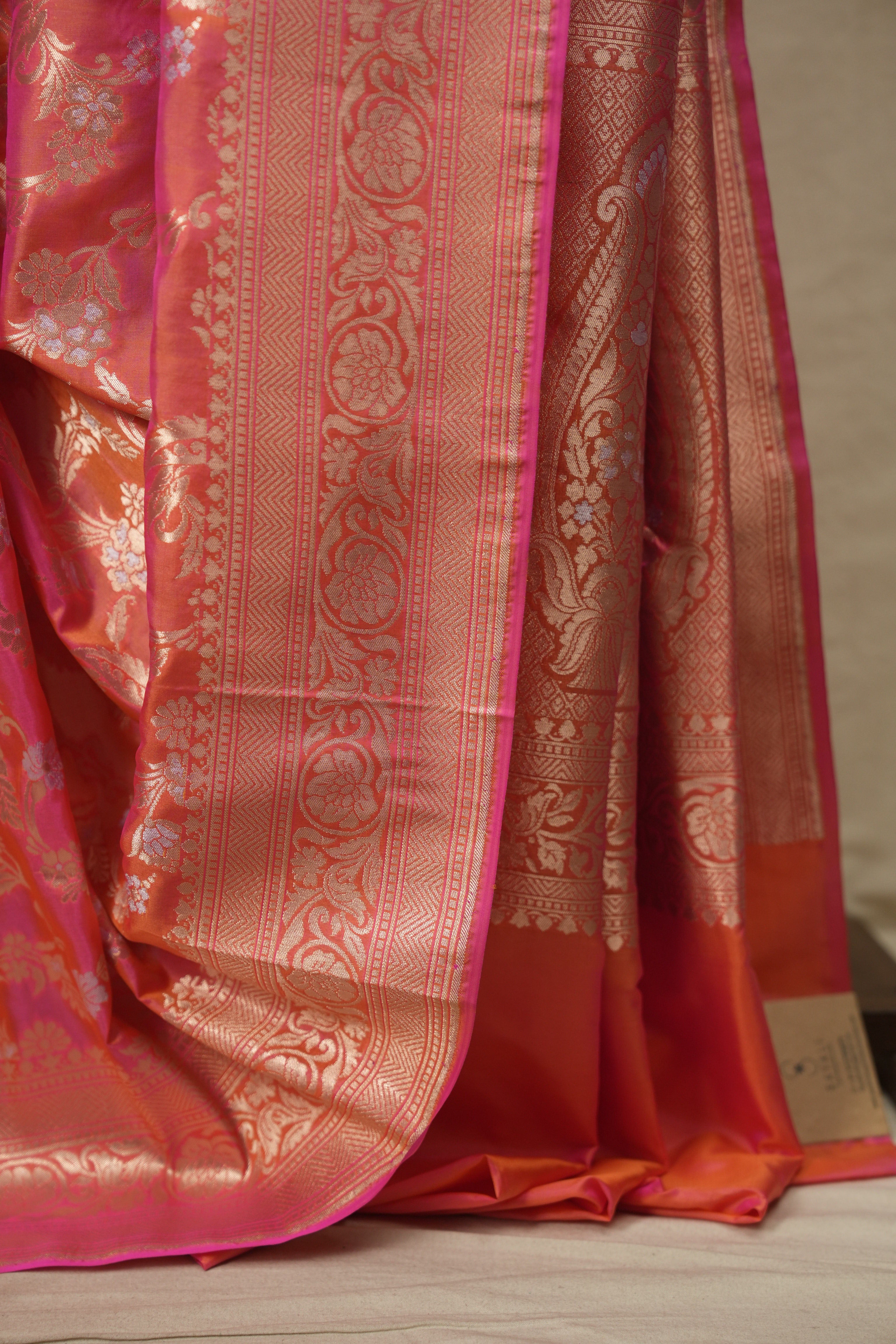 Dark Peach Banarasi Silk Saree - SRDPBSS1005