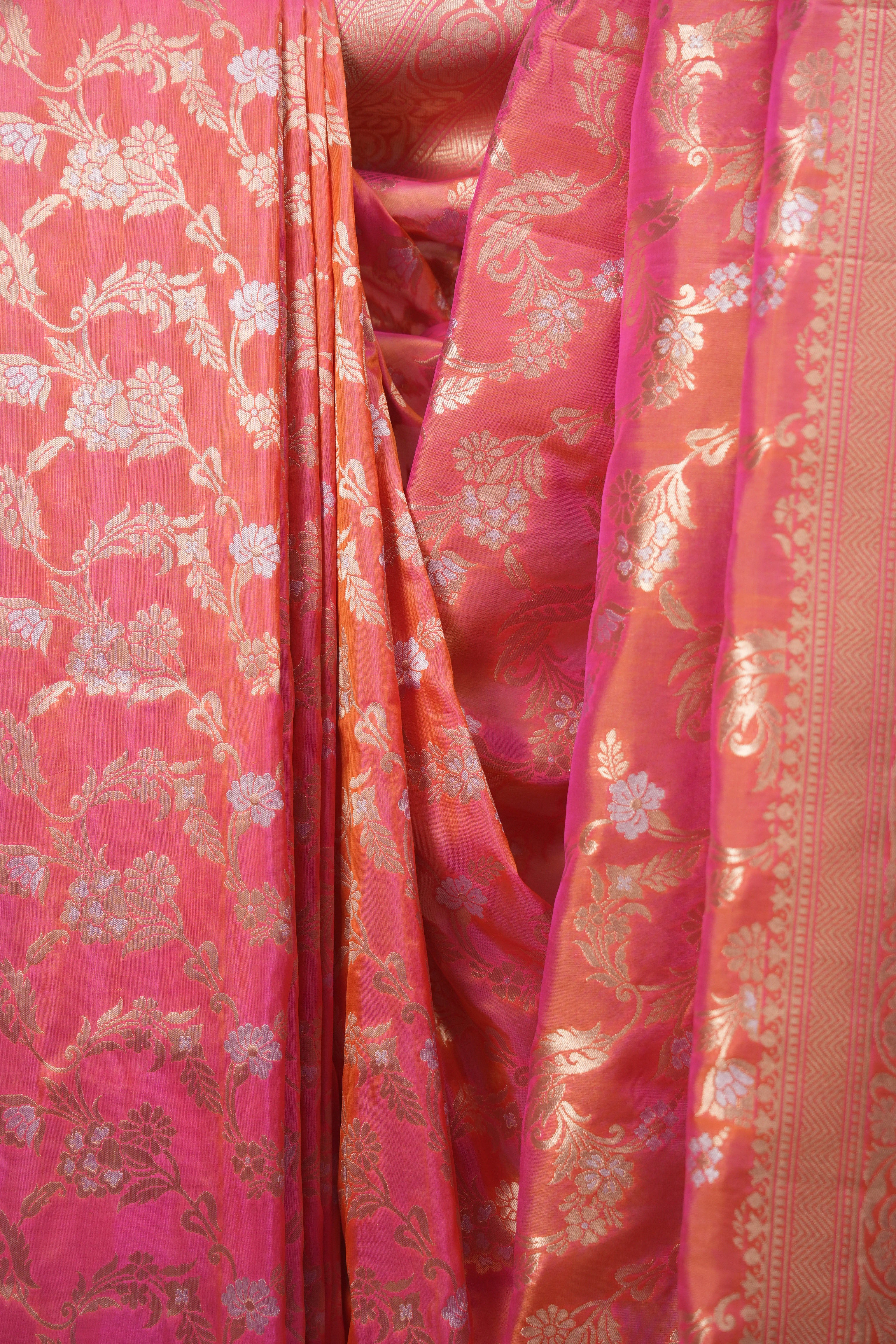 Dark Peach Banarasi Silk Saree - SRDPBSS1005