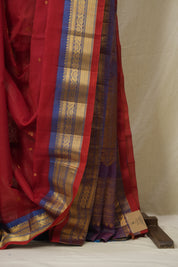 Red Gadwal Cotton Silk Saree - SRRGCSS189
