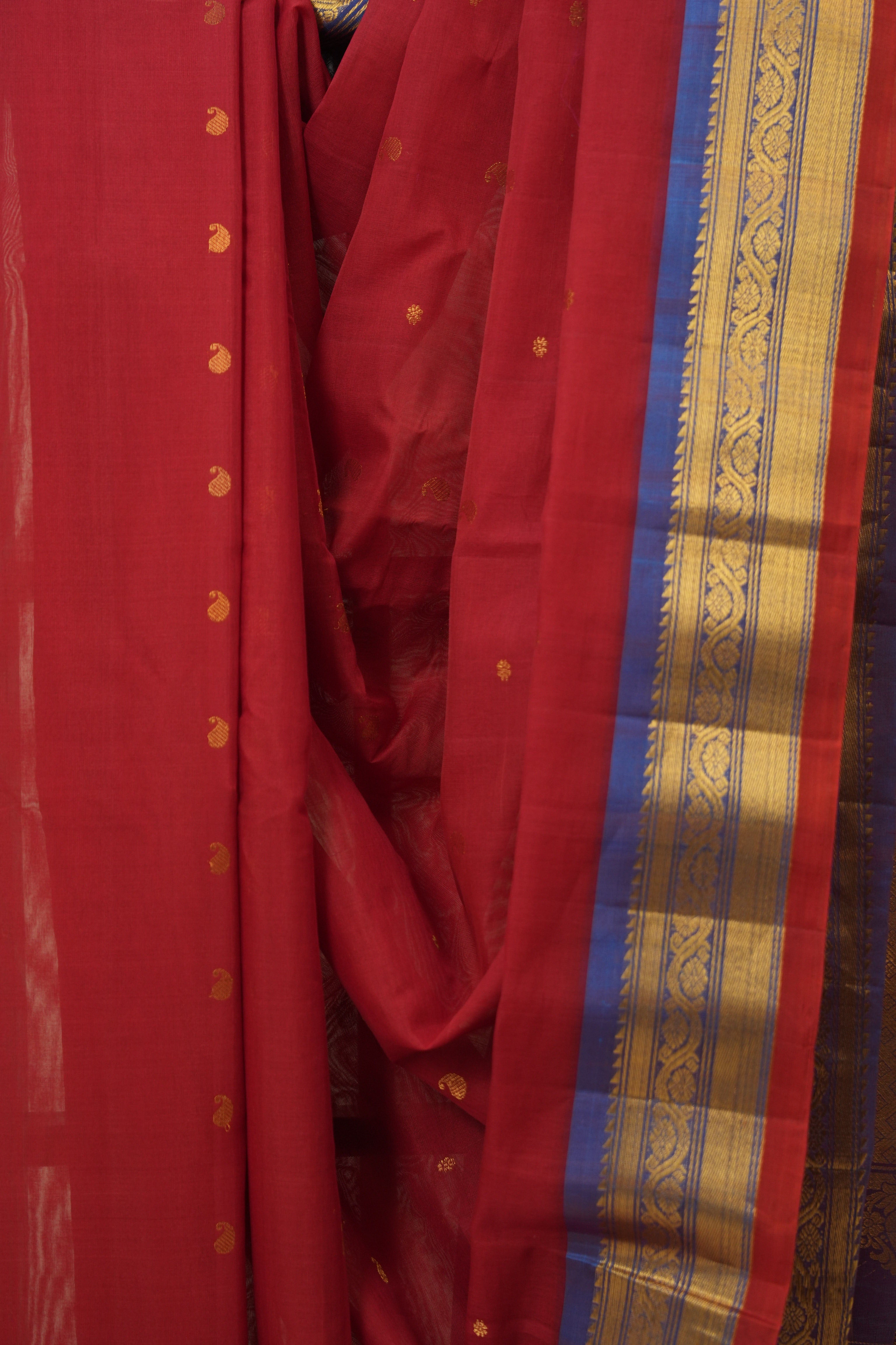 Red Gadwal Cotton Silk Saree - SRRGCSS189
