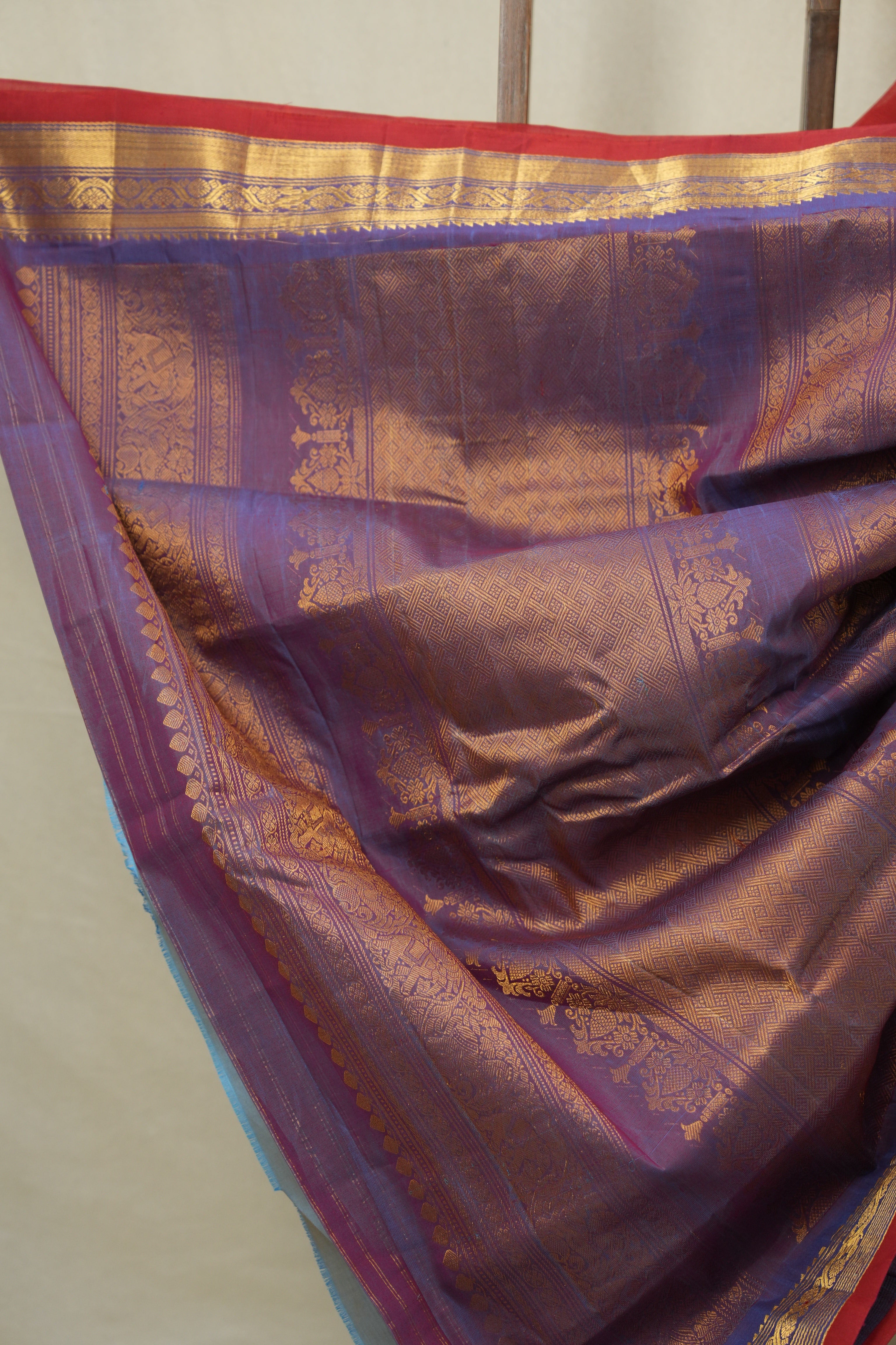 Red Gadwal Cotton Silk Saree - SRRGCSS189
