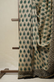 Cream HBP Cotton Silk Saree With Maheshwari Border - SRCCSS1451