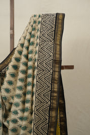 Cream HBP Cotton Silk Saree With Maheshwari Border - SRCCSS1451