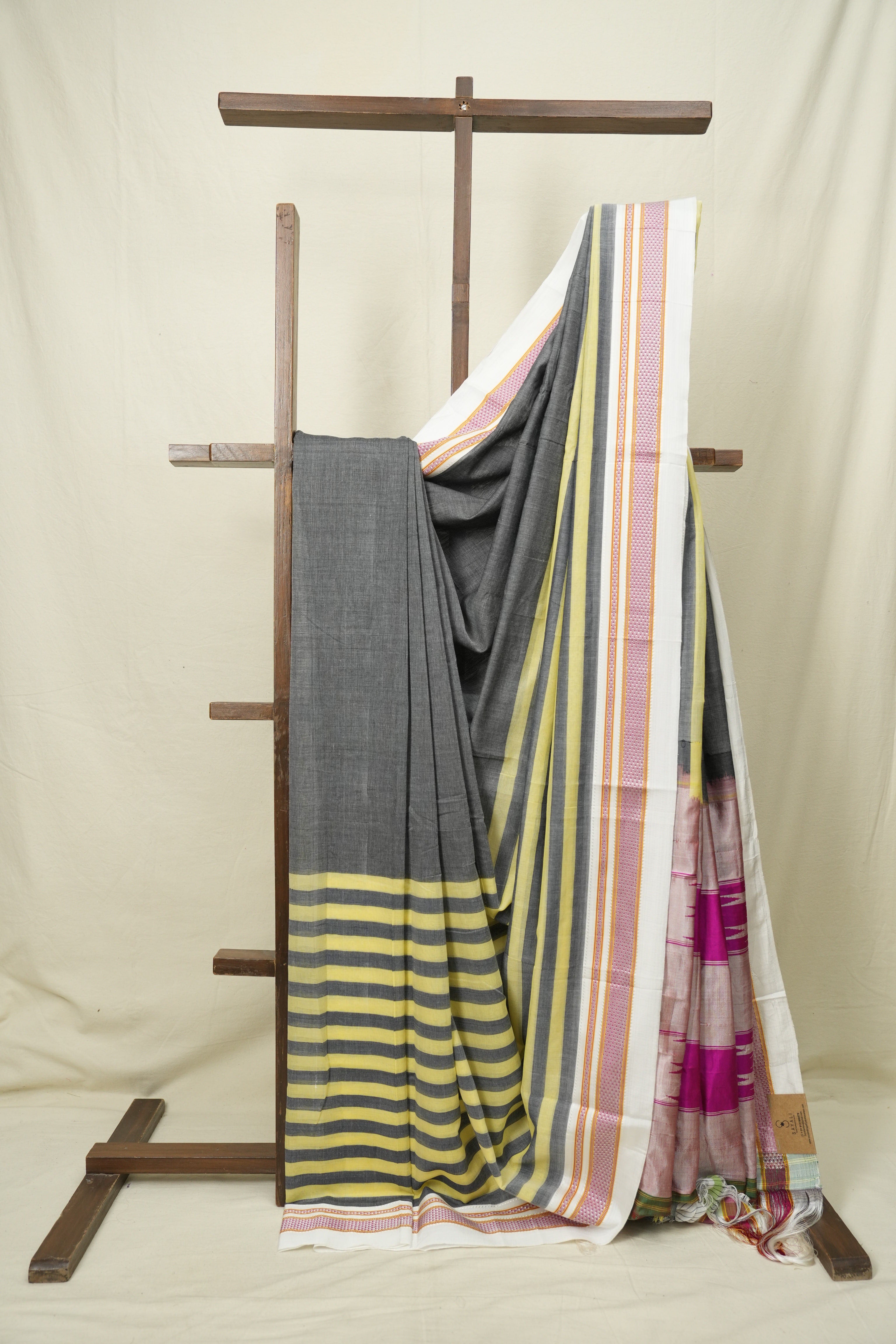 Charcoal Grey Cotton Ilkal Saree - SRCGCIS1029