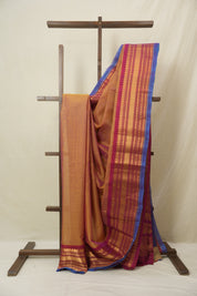 Two Tone Gold Gadwal Cotton Silk Saree - SRTTGGCSS193