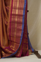 Two Tone Gold Gadwal Cotton Silk Saree - SRTTGGCSS193