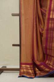 Two Tone Gold Gadwal Cotton Silk Saree - SRTTGGCSS193