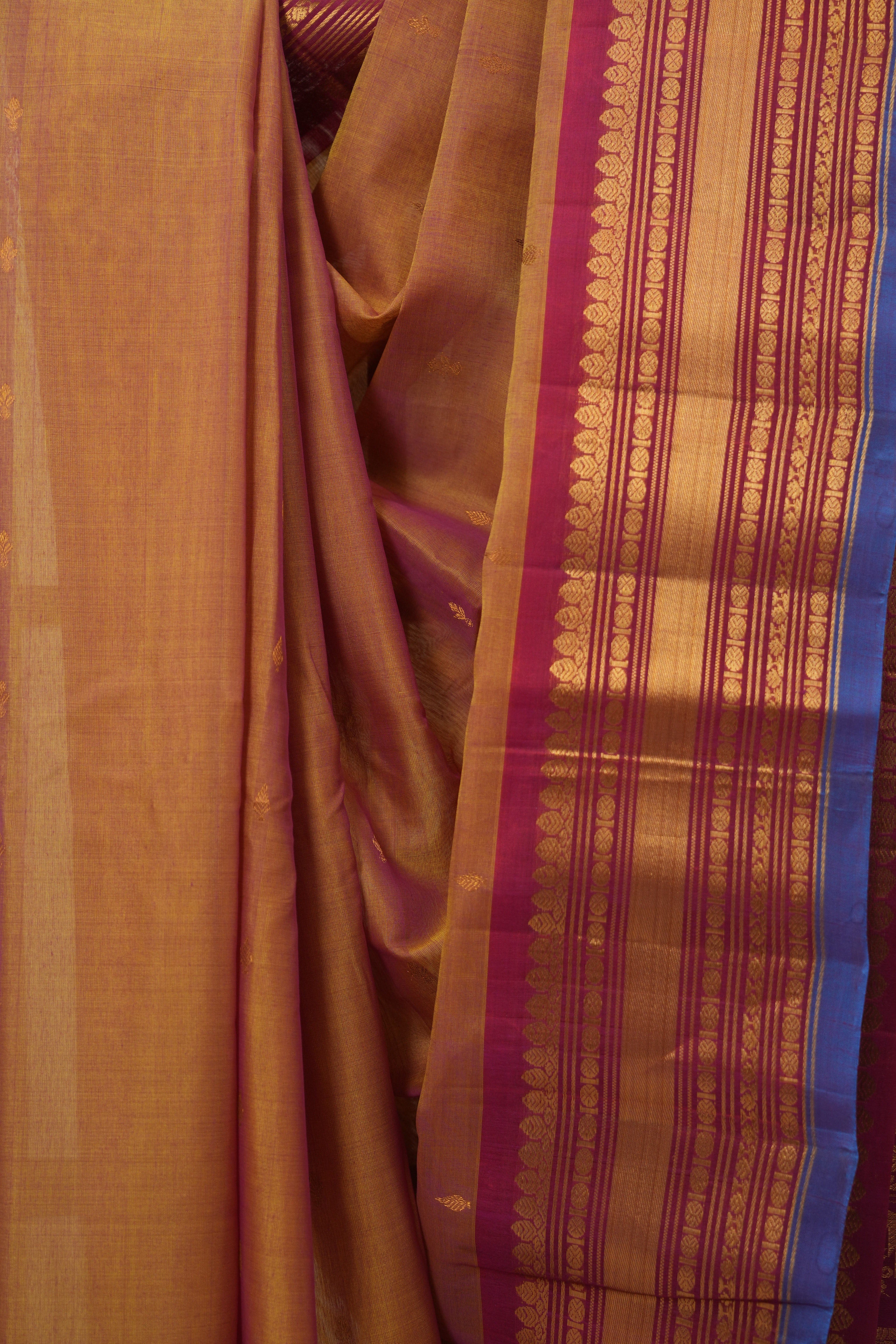 Two Tone Gold Gadwal Cotton Silk Saree - SRTTGGCSS193