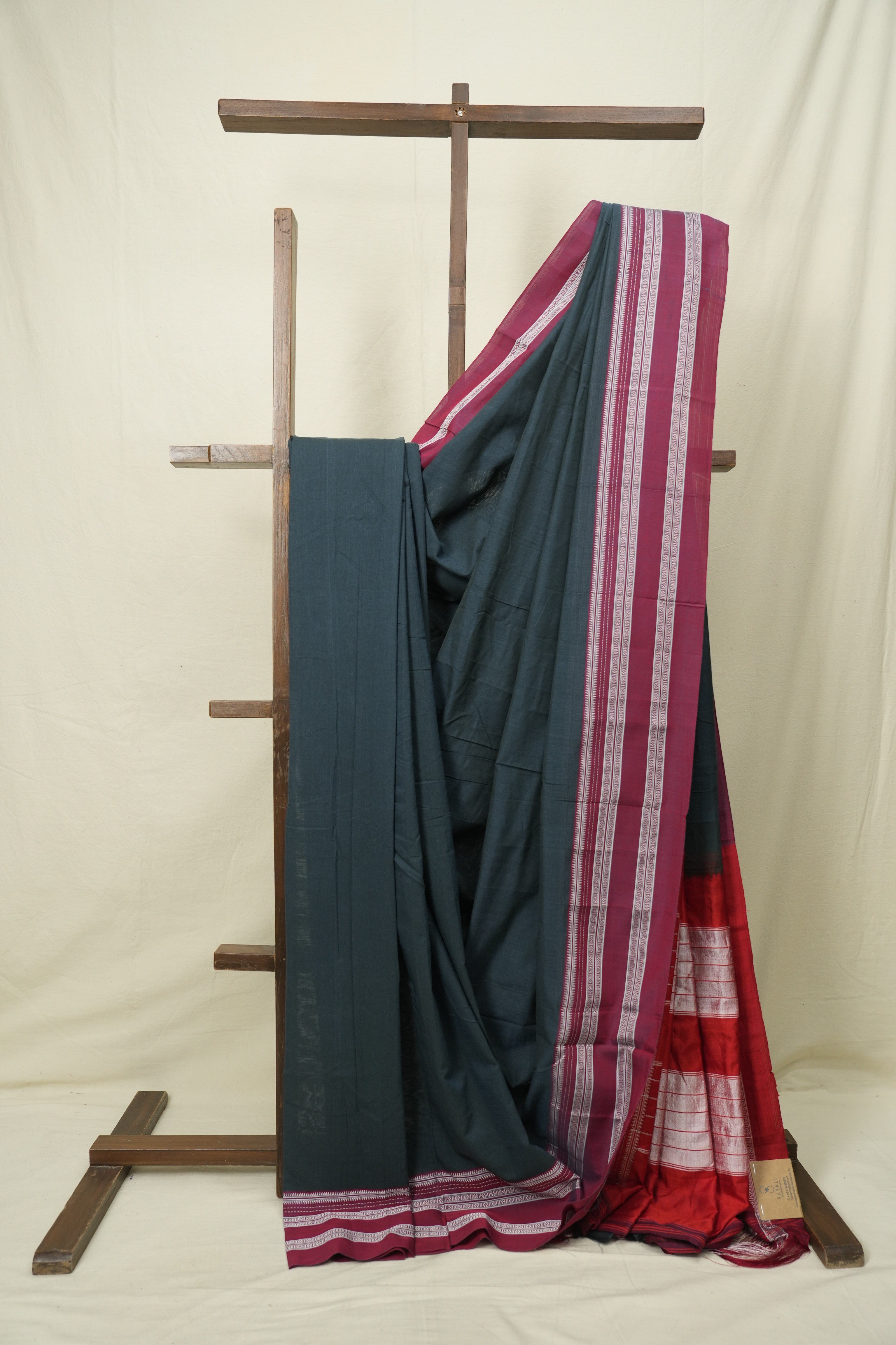 Muted Blue Cotton Ilkal Saree - SRMDCIS1040