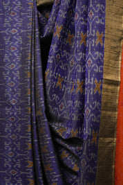 Blue Orange Raw Silk Ikat Saree - SRBORSIS869