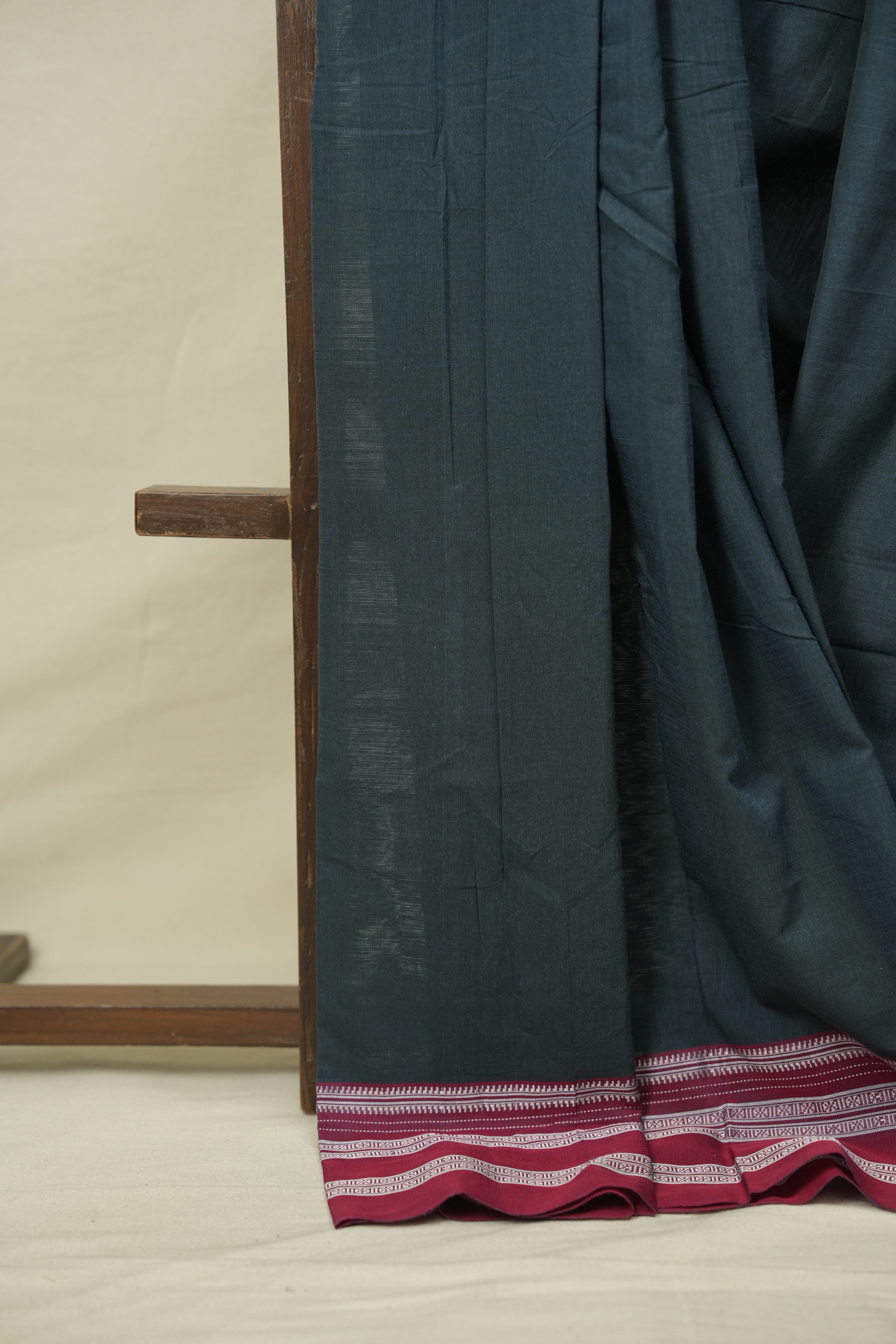 Muted Blue Cotton Ilkal Saree - SRMDCIS1040