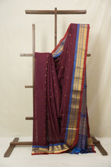 Wine Gadwal Cotton Silk Saree - SRWGCSS194