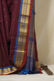 Wine Gadwal Cotton Silk Saree - SRWGCSS194
