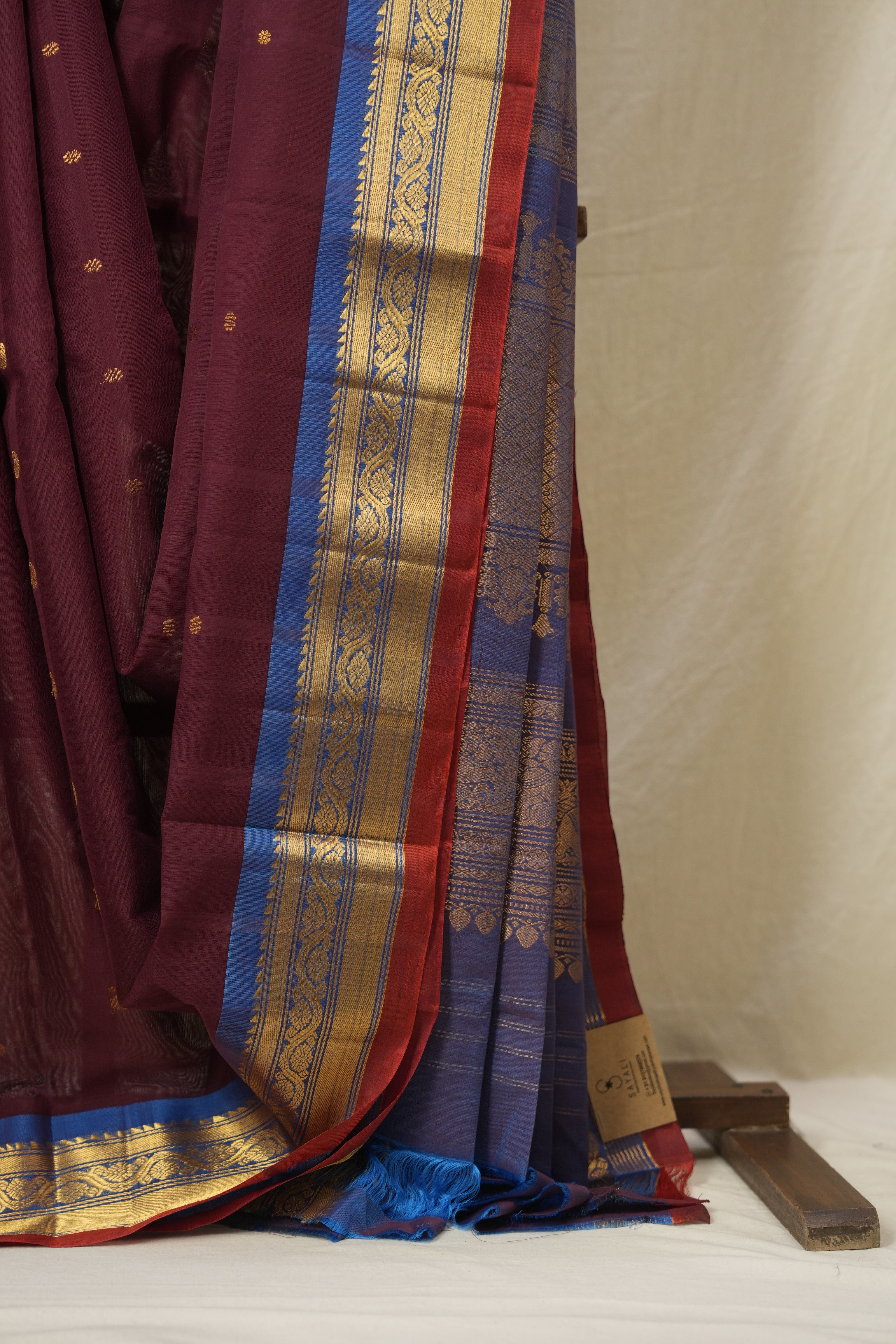 Wine Gadwal Cotton Silk Saree - SRWGCSS194