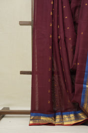 Wine Gadwal Cotton Silk Saree - SRWGCSS194