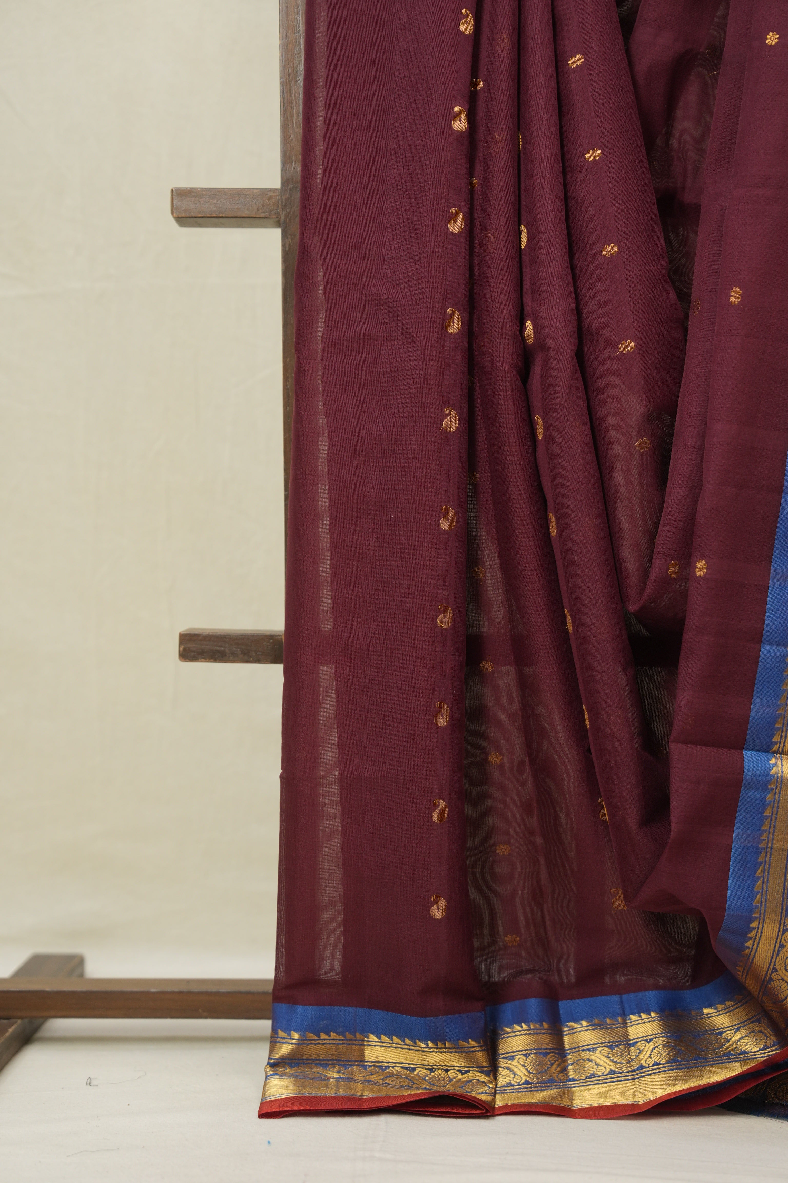 Wine Gadwal Cotton Silk Saree - SRWGCSS194