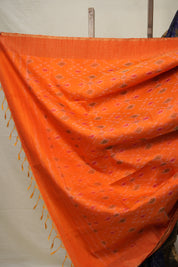 Blue Orange Raw Silk Ikat Saree - SRBORSIS869