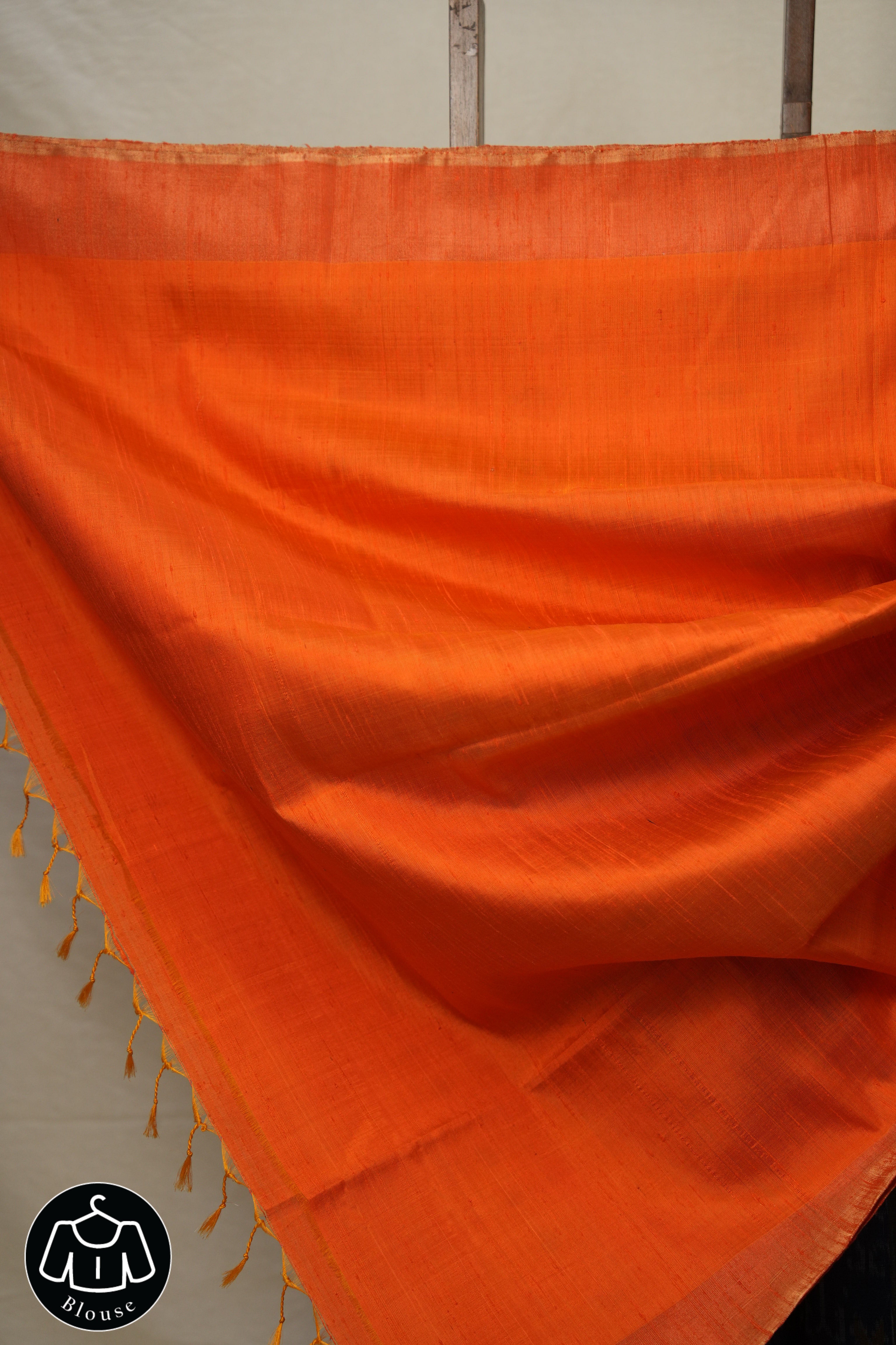 Blue Orange Raw Silk Ikat Saree - SRBORSIS869