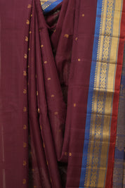 Wine Gadwal Cotton Silk Saree - SRWGCSS194