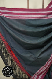 Muted Blue Cotton Ilkal Saree - SRMDCIS1040