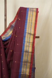 Wine Gadwal Cotton Silk Saree - SRWGCSS194