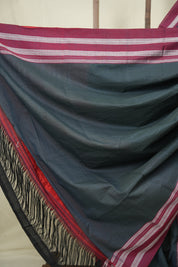 Muted Blue Cotton Ilkal Saree - SRMDCIS1040