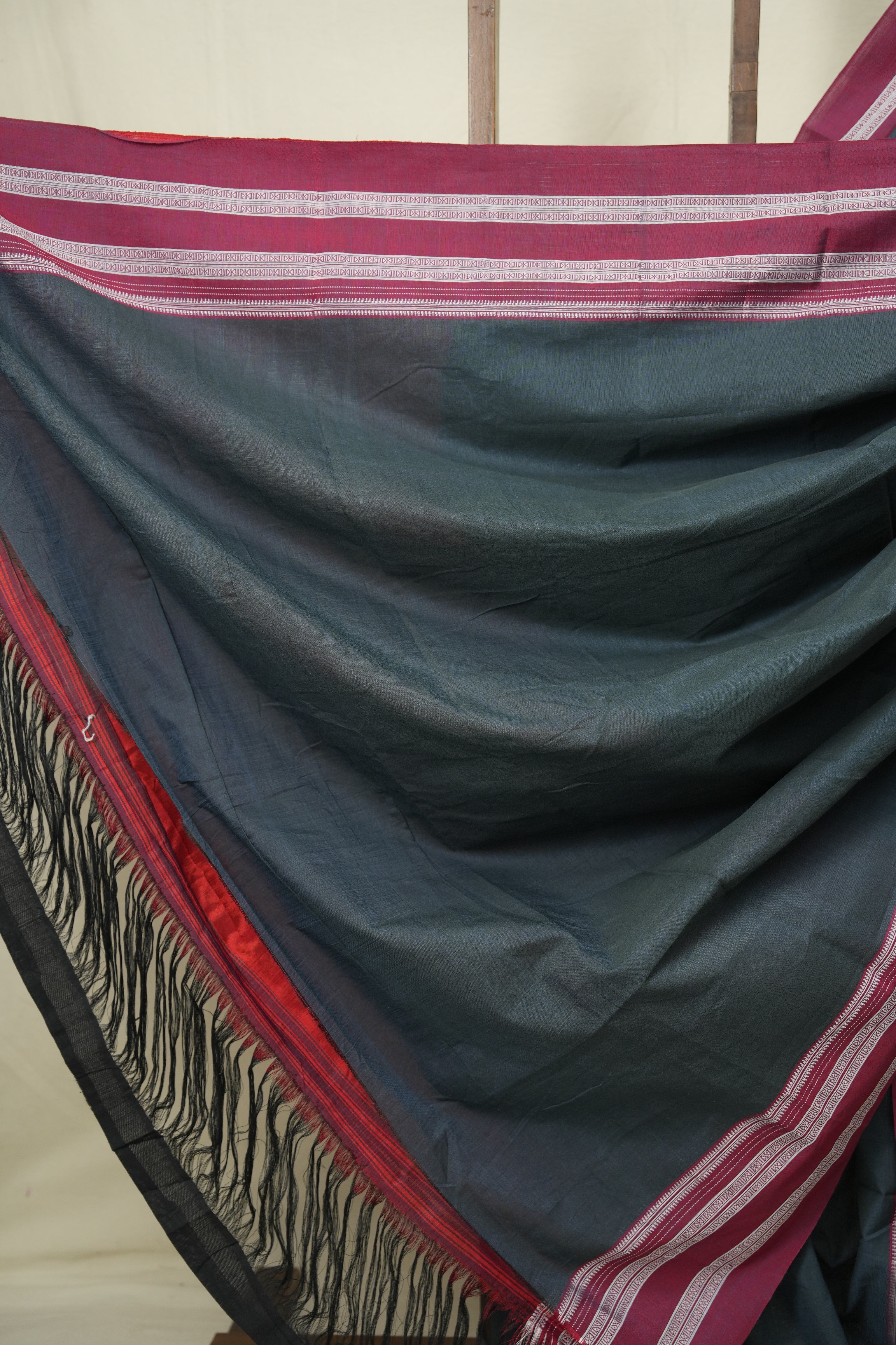 Muted Blue Cotton Ilkal Saree - SRMDCIS1040