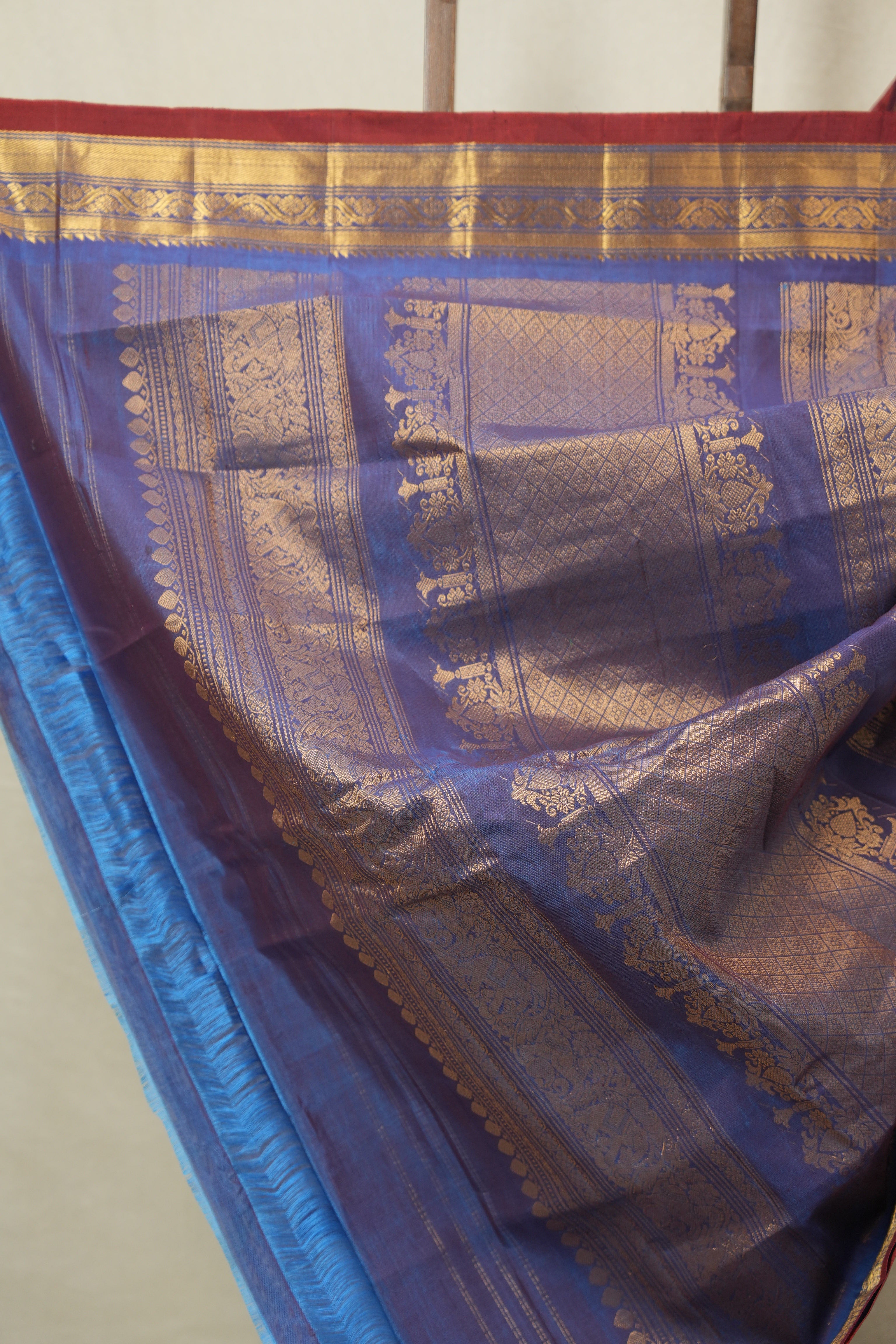 Wine Gadwal Cotton Silk Saree - SRWGCSS194