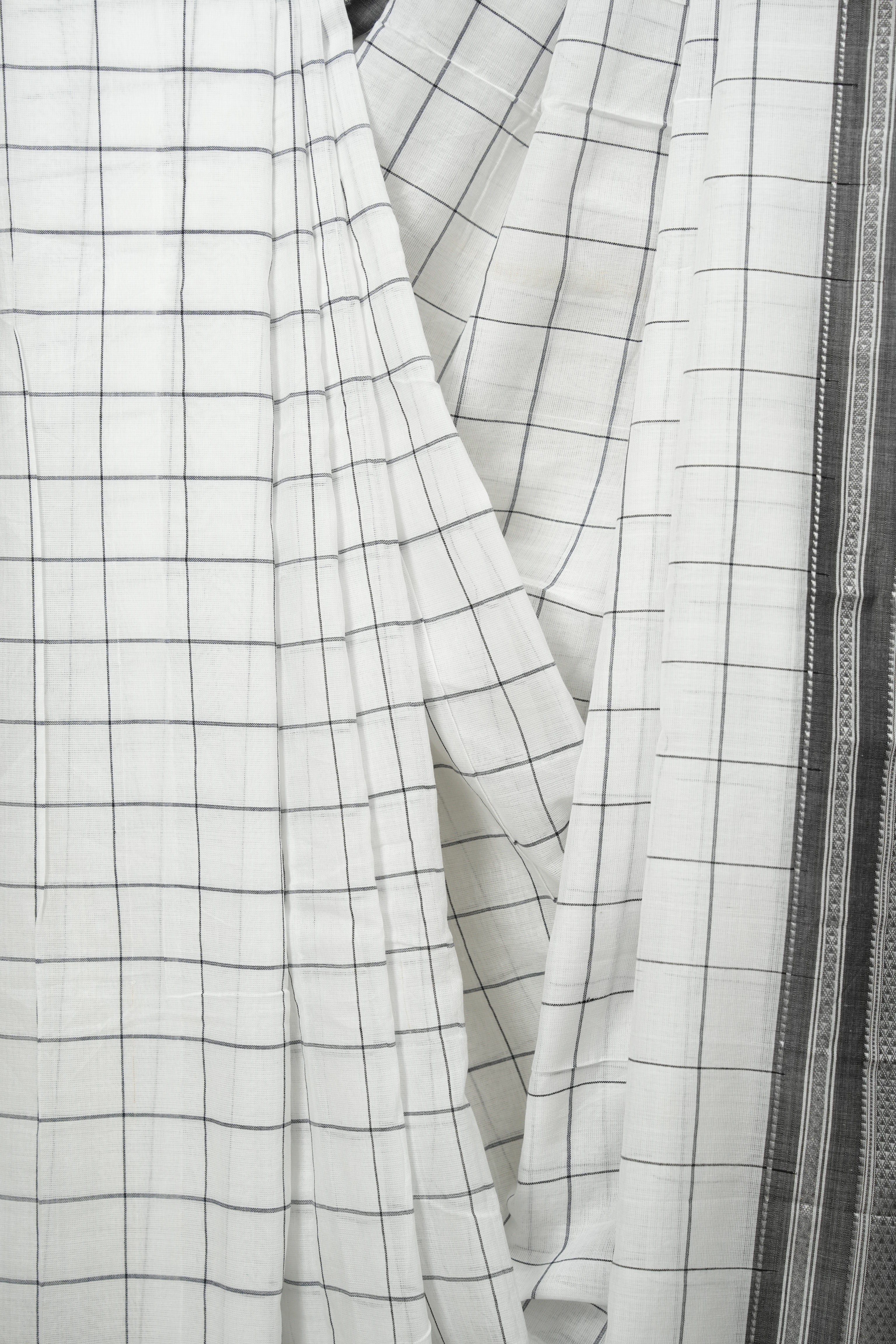 White Cotton Ilkal Saree - SRWCIS1031