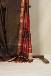 Dual Tone Green Maheshwari Tissue Saree - SRDTGMTS600