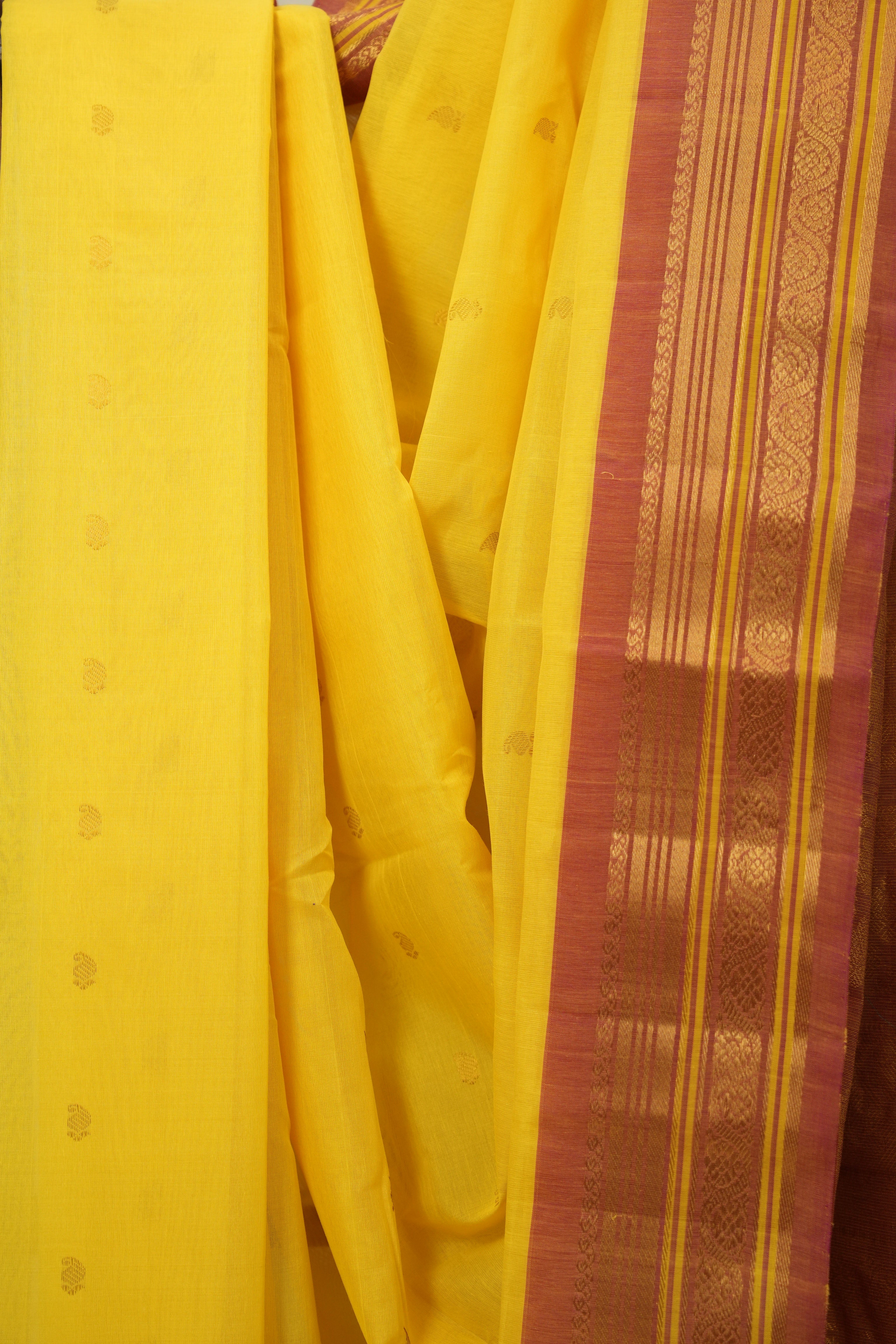 Yellow Gadwal Cotton Silk Saree - SRYGCSS188