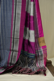 Blue Stripes Cotton Ilkal Saree - SRBSCIS1035