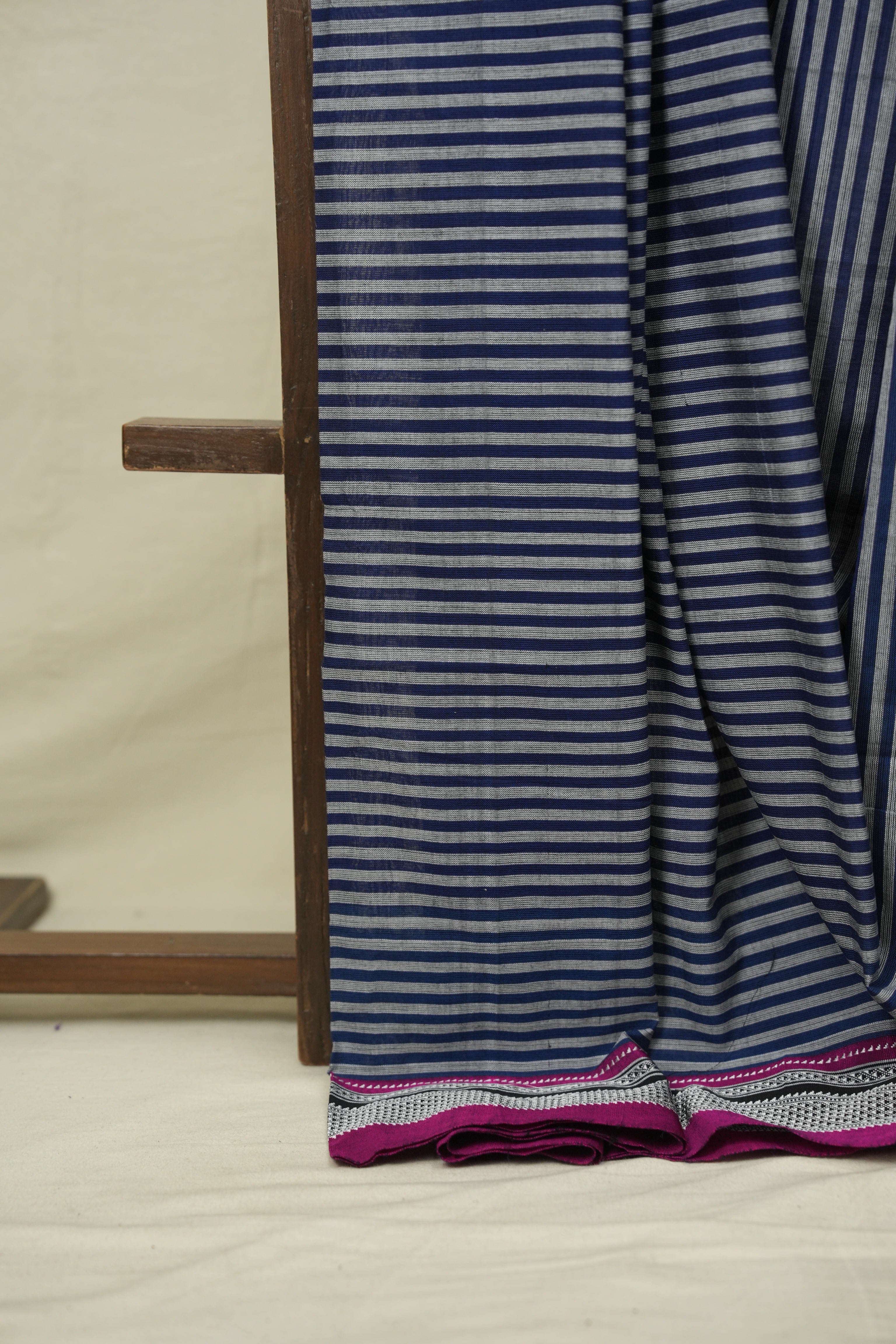 Blue Stripes Cotton Ilkal Saree - SRBSCIS1035