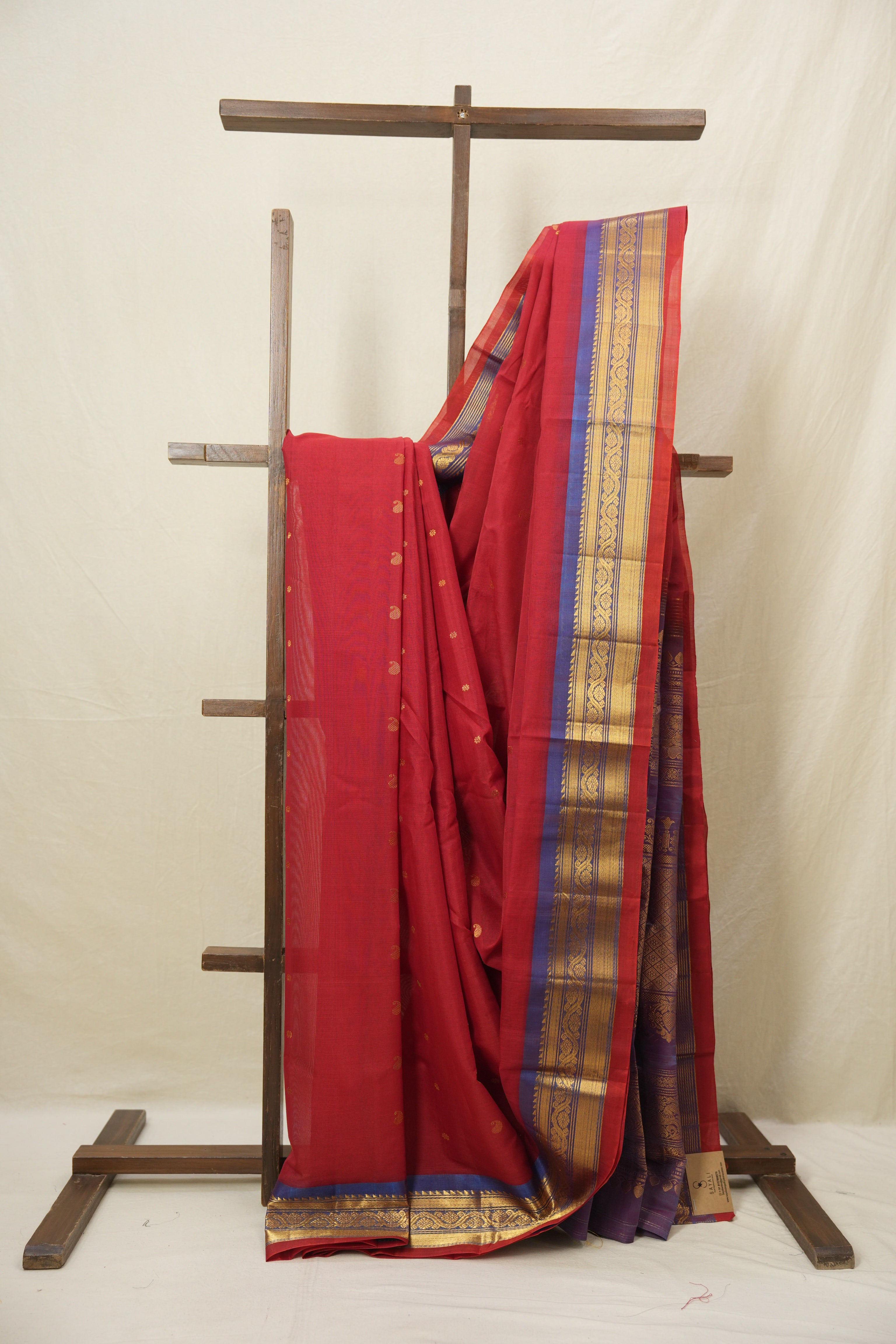 Red Gadwal Cotton Silk Saree - SRRGCSS187