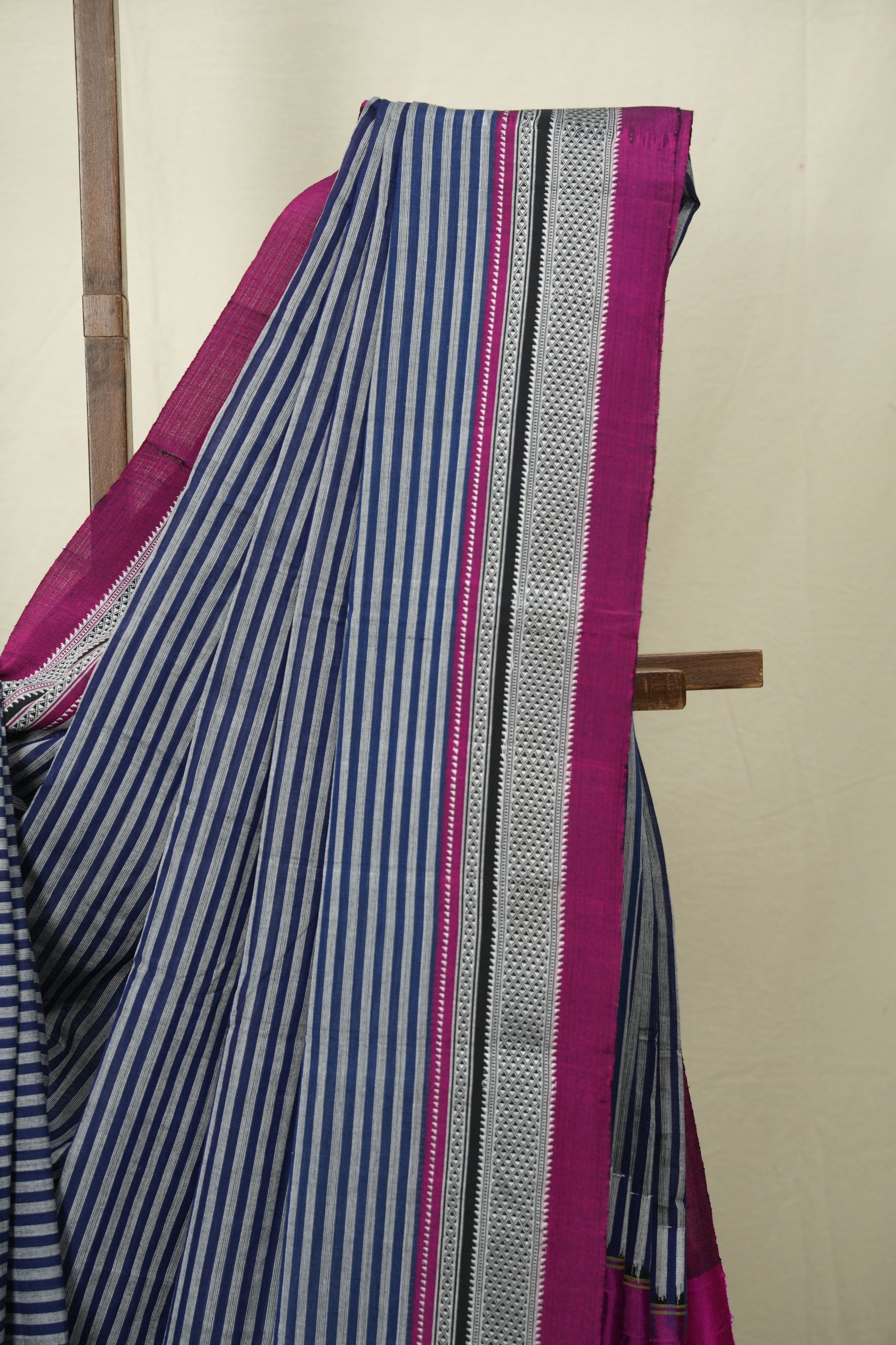 Blue Stripes Cotton Ilkal Saree - SRBSCIS1035