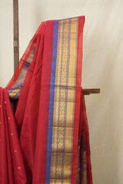 Red Gadwal Cotton Silk Saree - SRRGCSS187