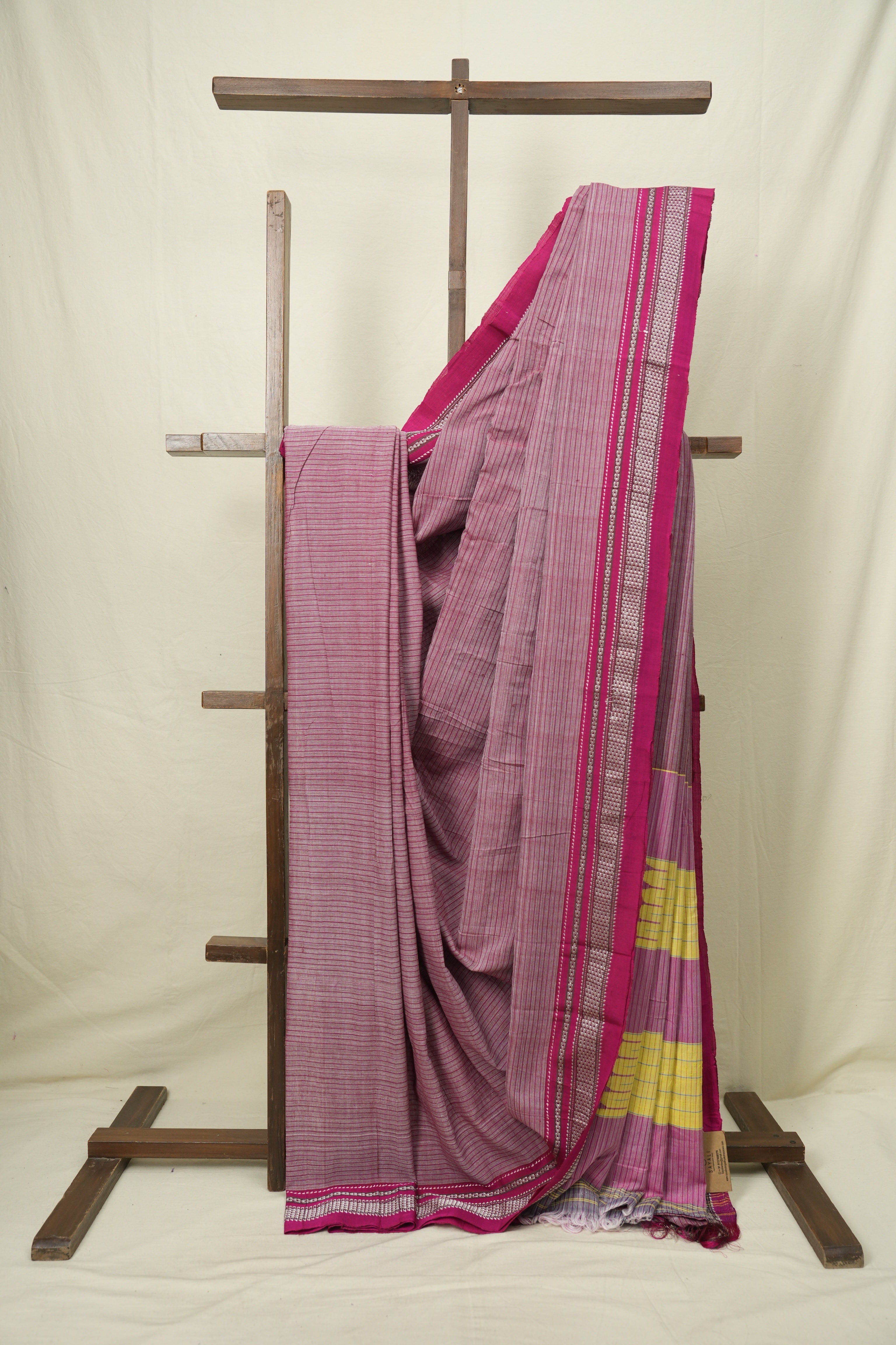 Magenta Stripes Cotton Ilkal Saree - SRMSCIS1036