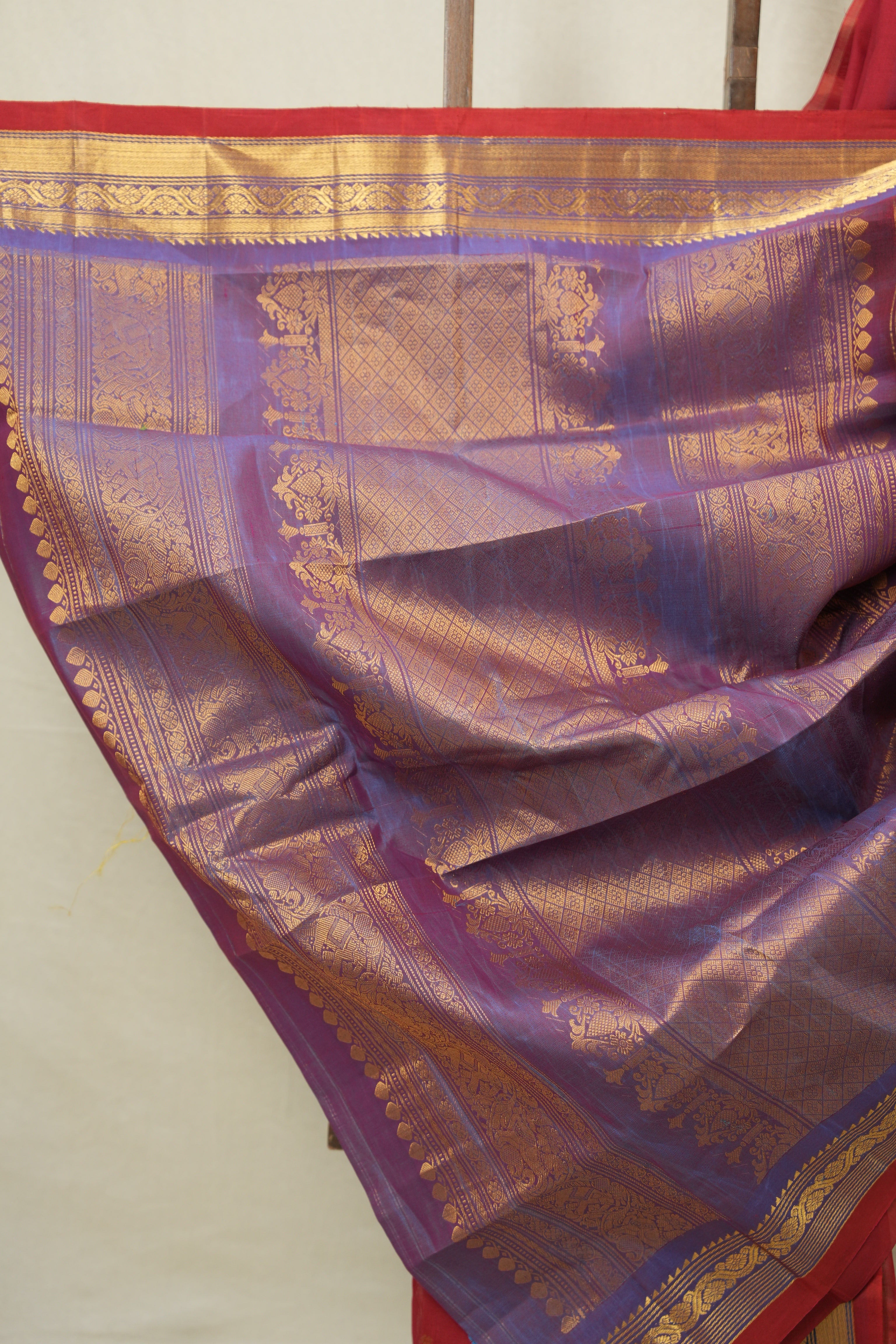 Red Gadwal Cotton Silk Saree - SRRGCSS187