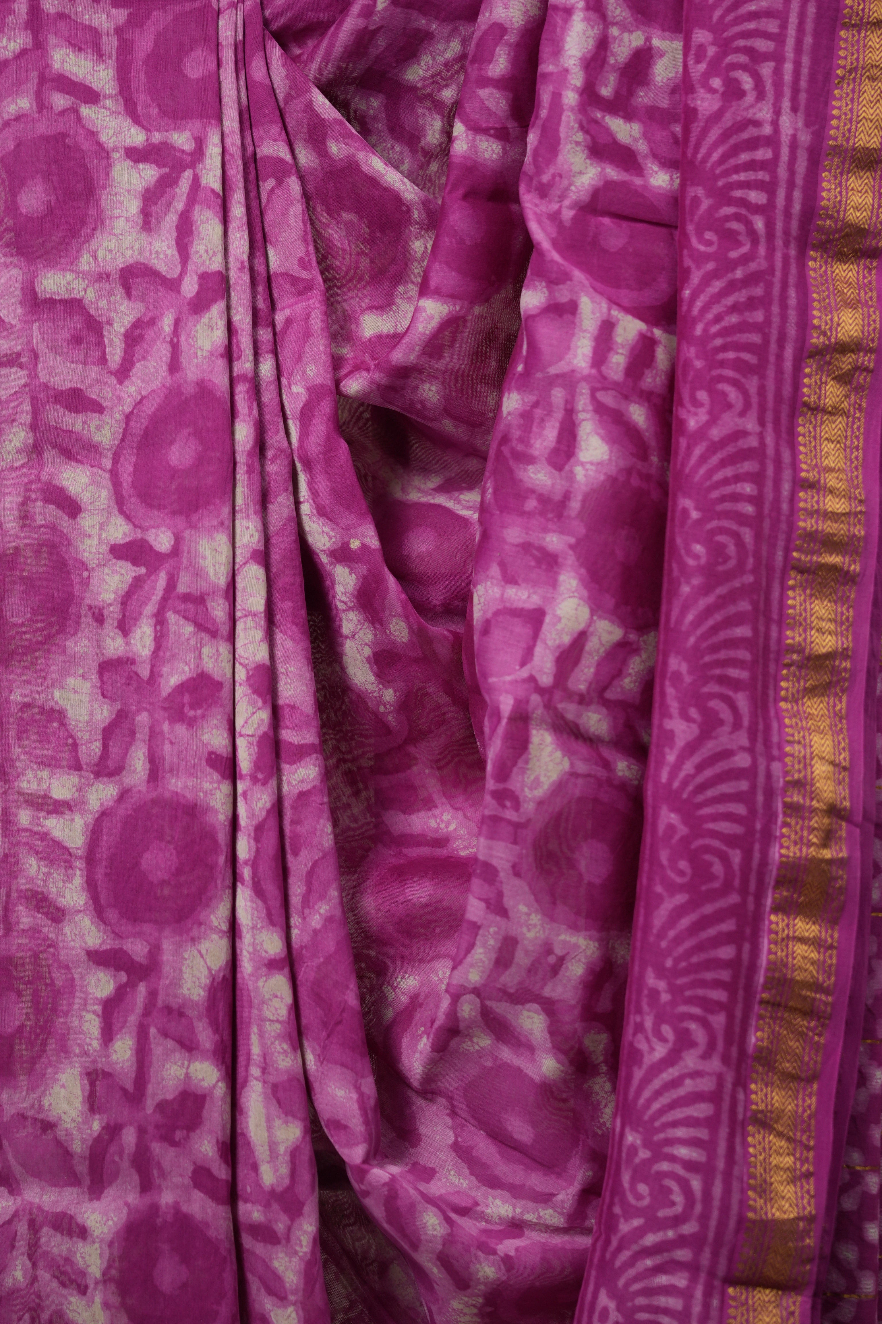 Pink HBP Cotton Silk Saree With Maheshwari Border - SRPCSS1461